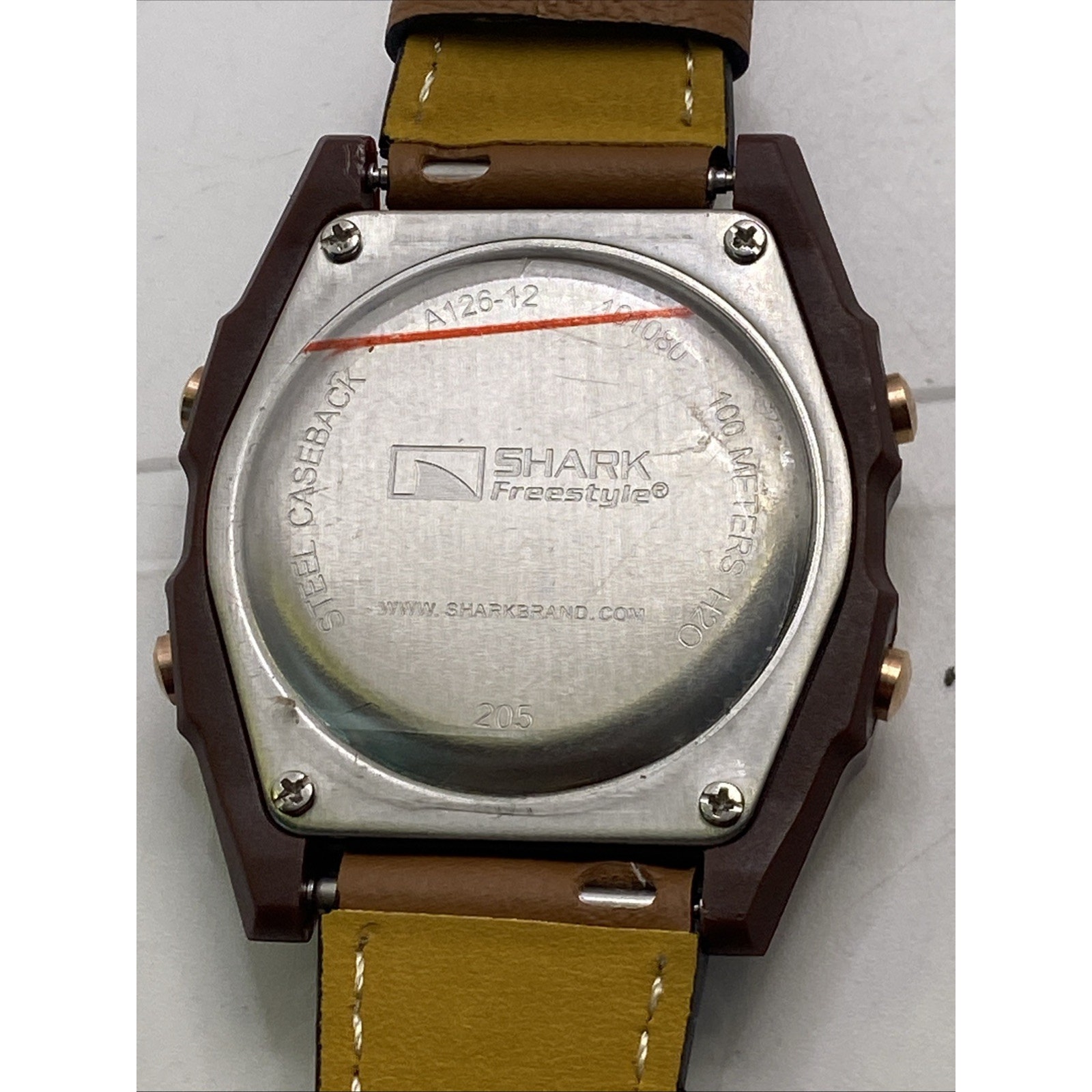 Freestyle Shark Rosegold Rhinestone Brown Leather Band Surfing Watch New Battery — image 7 of 7